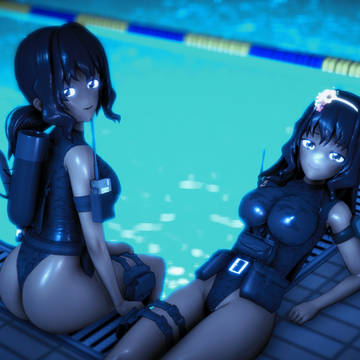 Muk And Bir By The Poolside