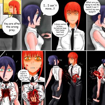 Makima rips Reze´s heart out.