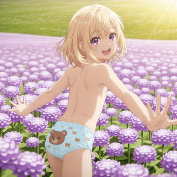 ぱんついっちょで花畑を駆けるジルちゃん