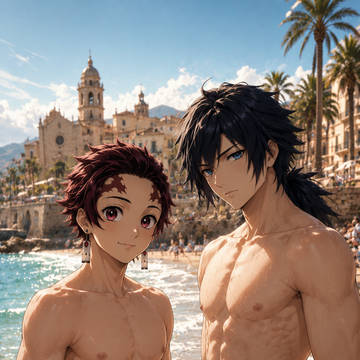 Tanjiro-kun & Giyuu-san at Beach