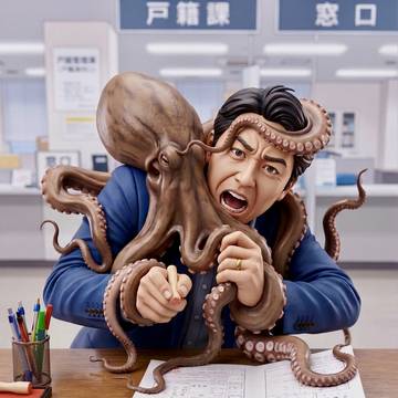 タコに邪魔されるフィギュア化シリーズ~婚姻届に判を押す~