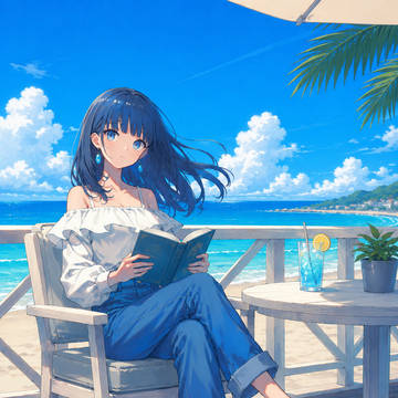 ビーチで読書