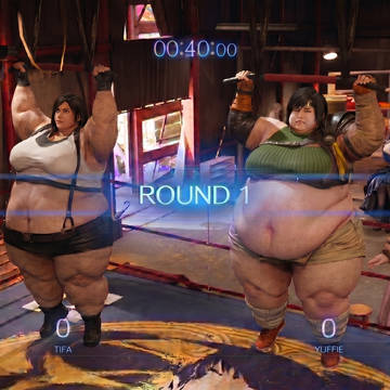 女体化クラウドを賭けた、太ったヒロイン達の『けんすい勝負』