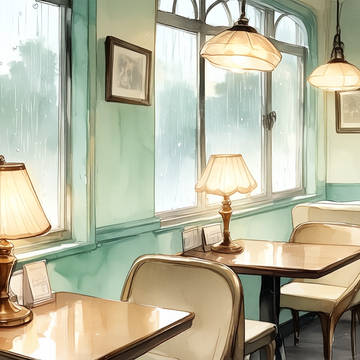 【背景素材】雨の日のレトロ喫茶店
