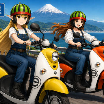 ゼーリエ様とメトーデさんが充電バイクの旅に出ました