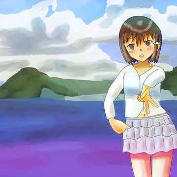 海と入道雲と少女
