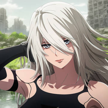 2B ruins A2's hair