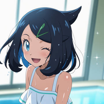 プールで遊んで疲れたリコちゃんのシャワー中に乱入する