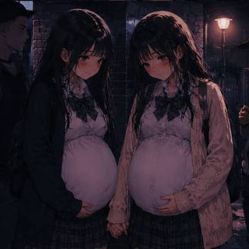 夜の街を彷徨うJK&JC姉妹妊婦