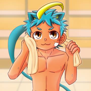 風呂上がり猫忍者くん