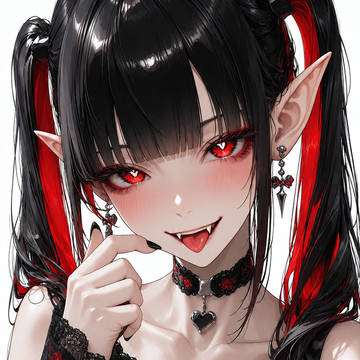 紅い瞳、黒レースの微笑み