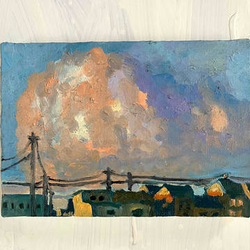 原画 油彩「朝の風景 2026613」絵画・サムホールサイズ