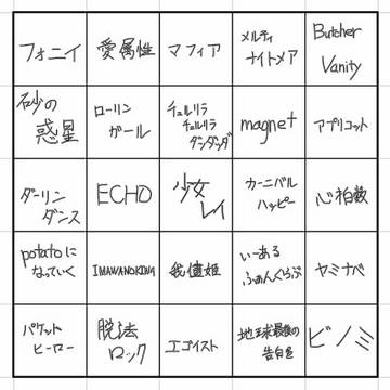 レイさんによるボカロビンゴォ!