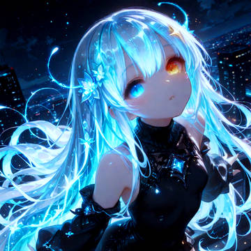 蒼く光る髪のシアン