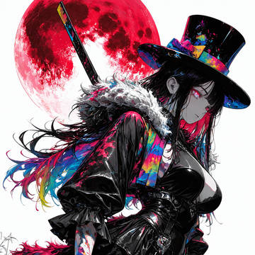 血月を背負う黒衣の魔女