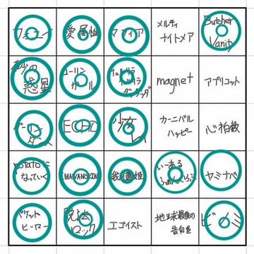 レイたんのボカロビンゴですね