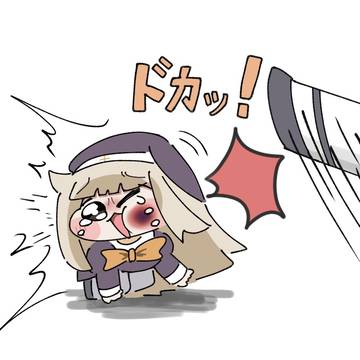 蹴られるスピキ