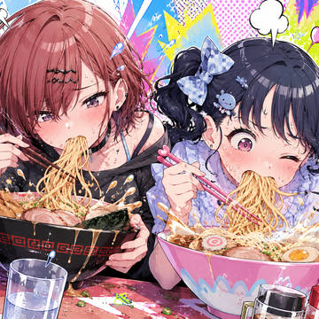 ラーメンを食べる樋口円香と福丸小糸