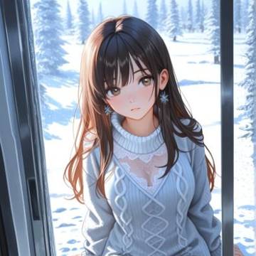 雪景色の窓際