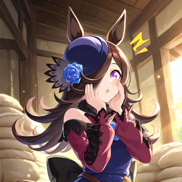 たくさんのお米にびっくりするライスシャワー