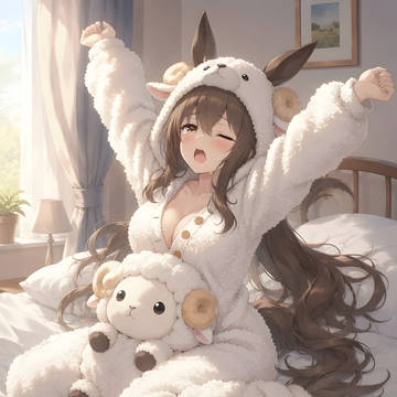 もふもふの朝、おはようの大あくび