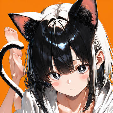 オレンジに映える猫耳ツートーン