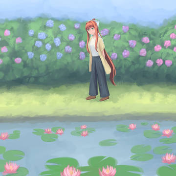 睡蓮と紫陽花