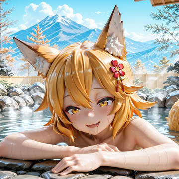 Senko enjoying the Onsen