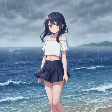 同時に聞こえる雨と波の音