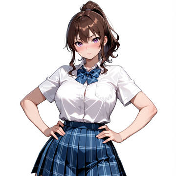 ポニテJKぽっちゃり全身立ち絵6/15