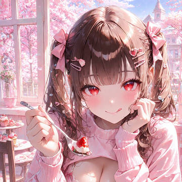 桜色のカフェと苺のケーキ