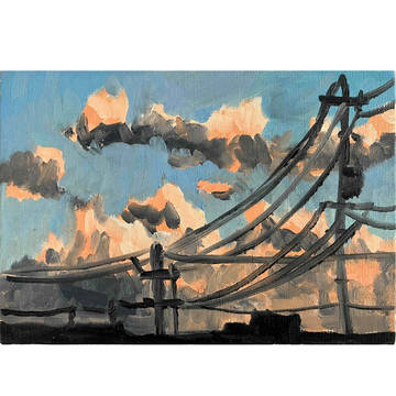 原画　油彩「朝の風景　2026613-2」絵画・サムホールサイズ