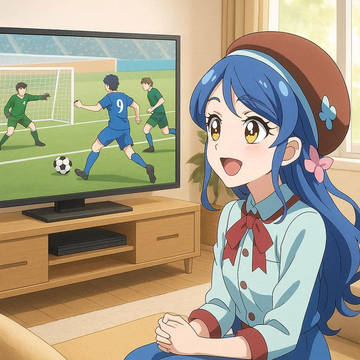 帆羽くれあ　テレビでfifaワールドカップの観戦をする。
