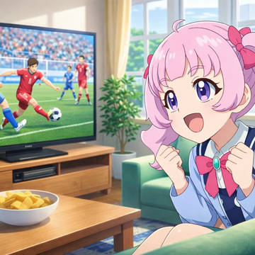 アイプリシリーズでリビングでサッカー試合を観戦