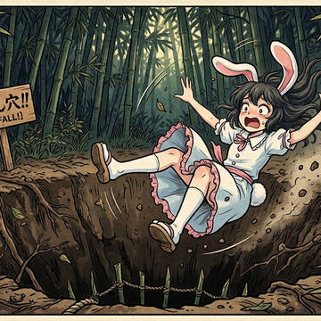 因幡てゐ、自分の落とし穴に落ちる