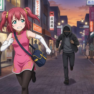 不審者撃退【黒澤ルビィ・桜内梨子/チャイナドレス】