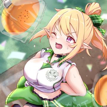 パン食い競争するクロエくん！