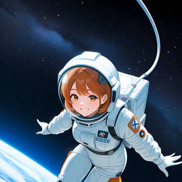 宇宙遊泳を楽しむ宇宙飛行士ちゃん