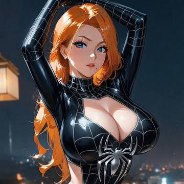スパイダーマンのコスプレをしてる乱菊さん