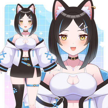 【限定1点】ハチワレ猫の女の子 【Live2Dモデル】