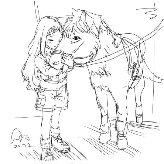 お馬さんとここなちゃん