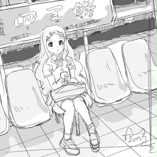 駅のホームで見つけたここなちゃん