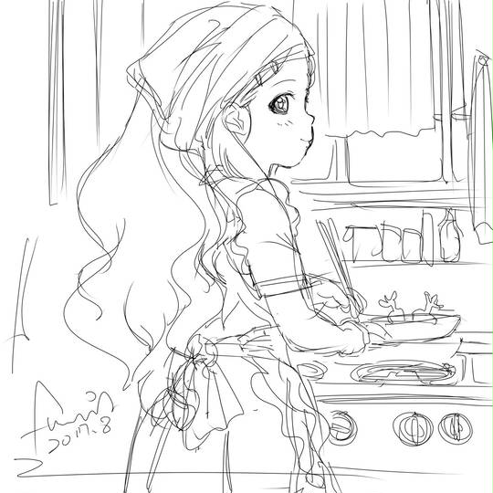 料理を作るここなちゃん