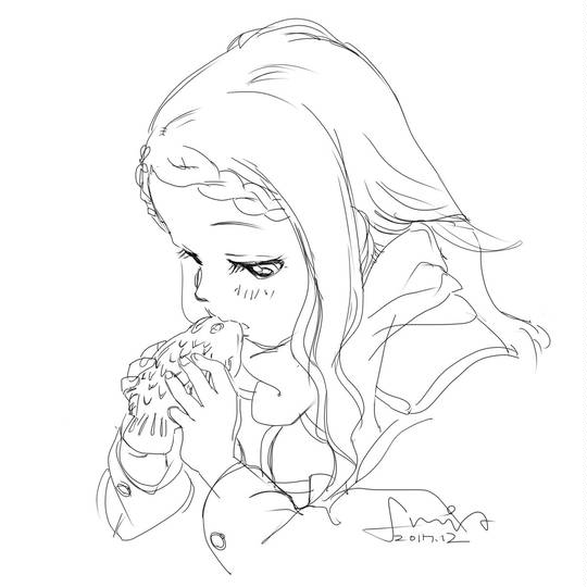 たいやきを食べるここなちゃん