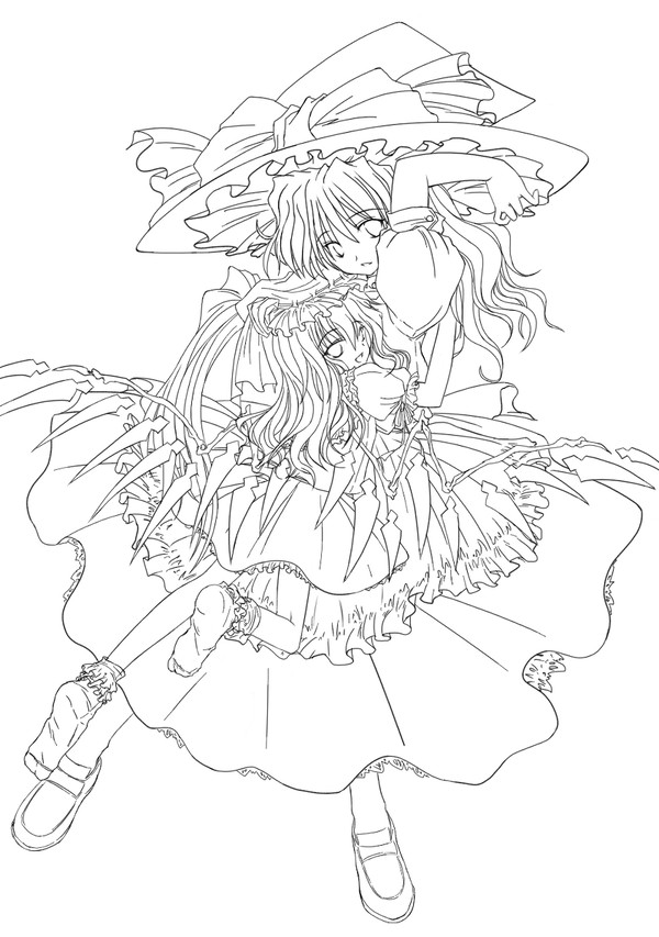 魔理沙とフラン（下描き）
