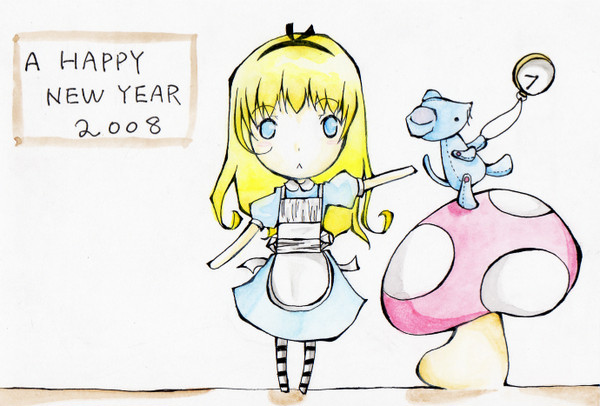 2008年年賀状イラストその2。