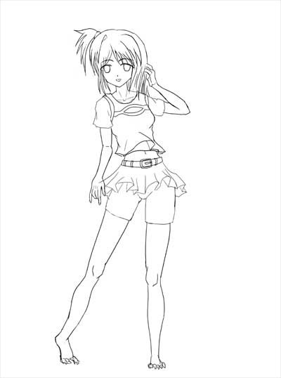 スポーツしそうなおにゃのこ線画