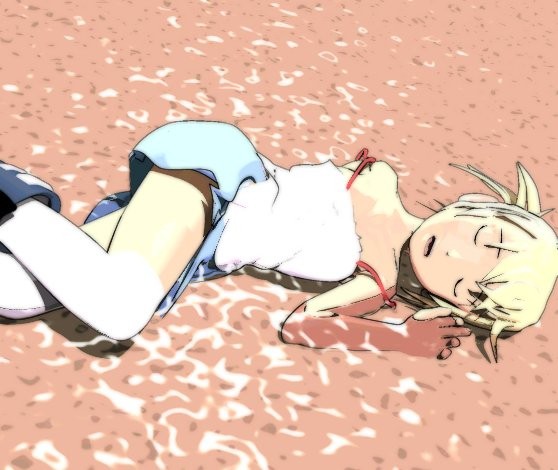 浅瀬で