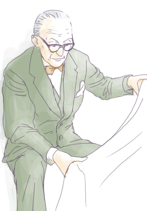 仕事をする老紳士
