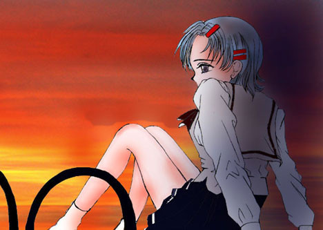 夕日に照らされて、